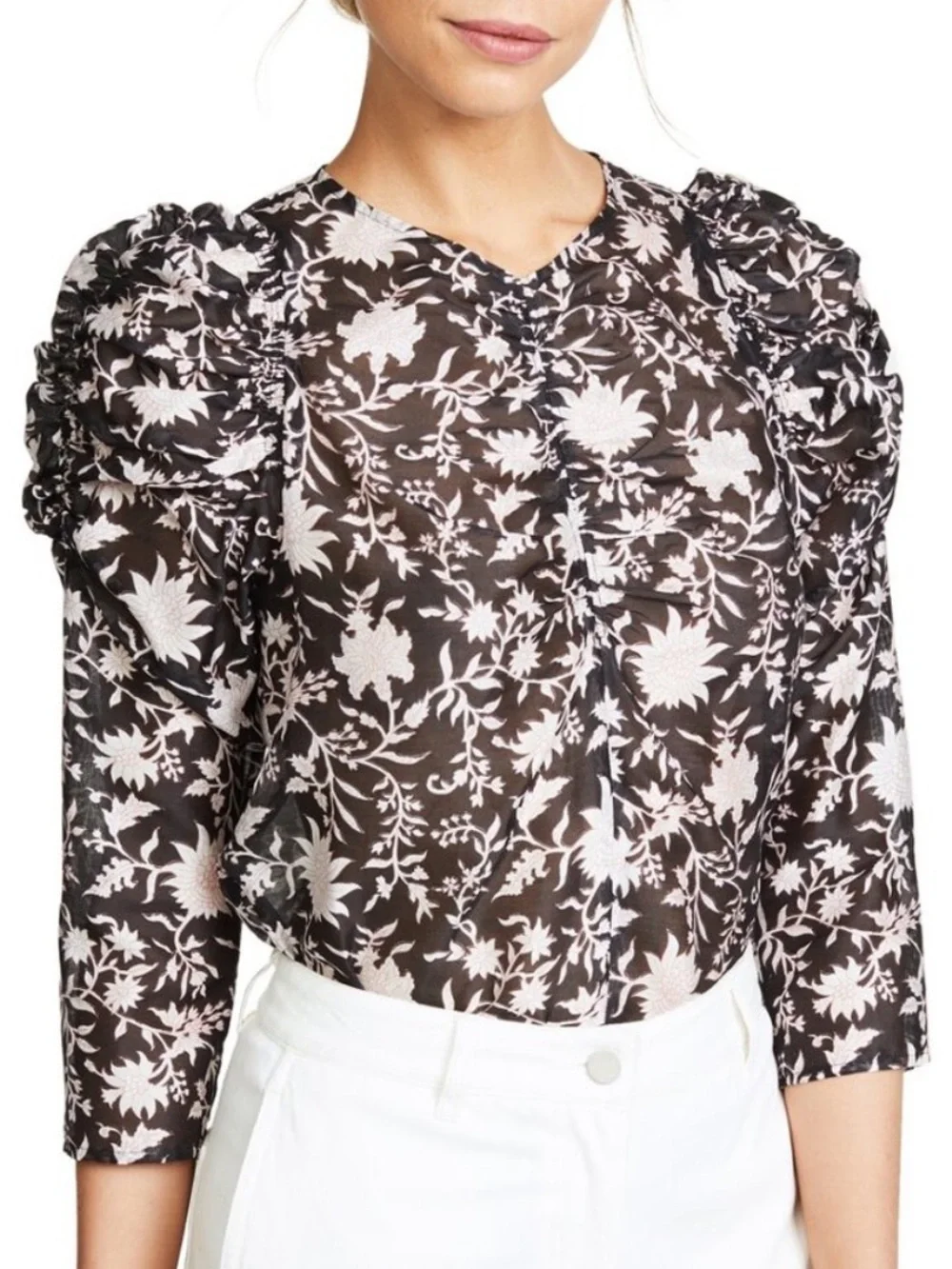 ULLA JOHNSON Posey Blouse in Midnight Size 4